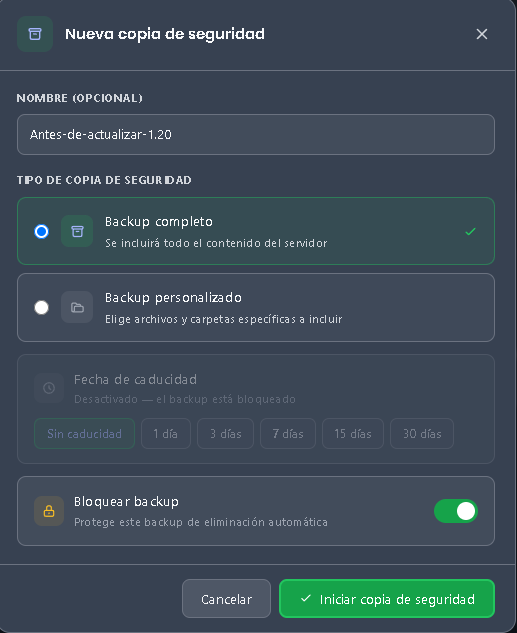 Captura de pantalla 4: Como crear Copias de Seguridad